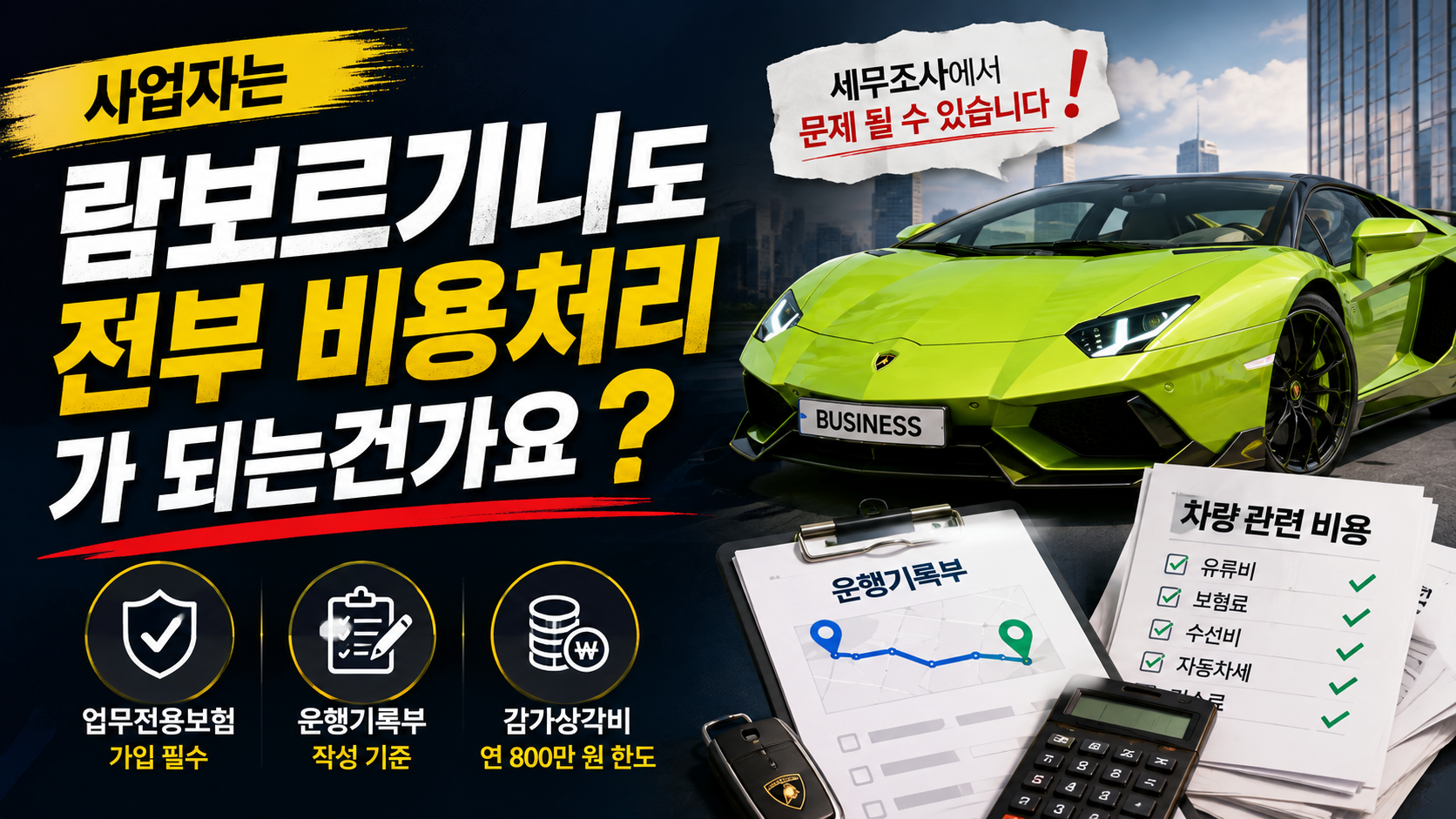 사업자는 람보르기니도 전부 비용처리가 되는건가요?